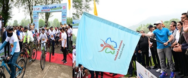 'CM Omar Abdullah flags off Cyclothon on World Bicycle Day, launches Jammu Cyclothon campaign '
